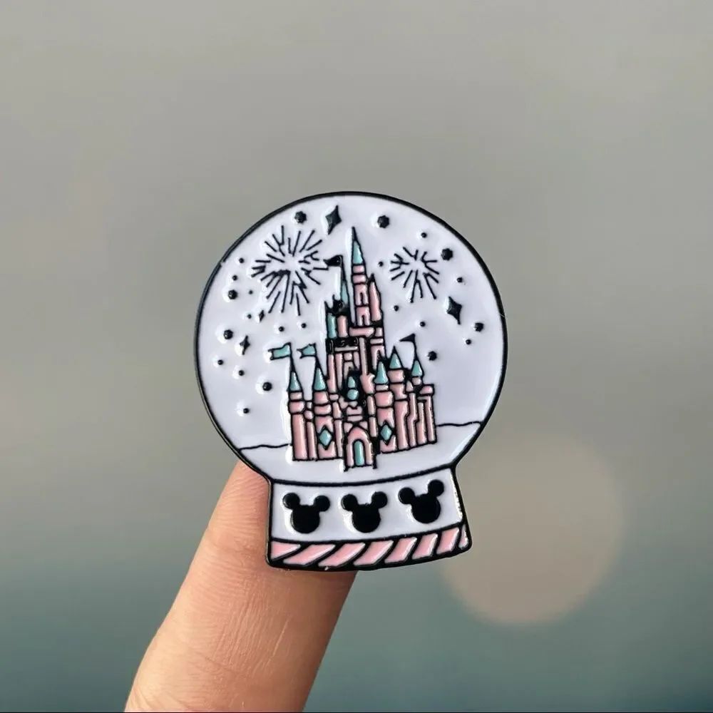 White Magic Castle Snow Globe Enamel Pin/ Brooch Lapel